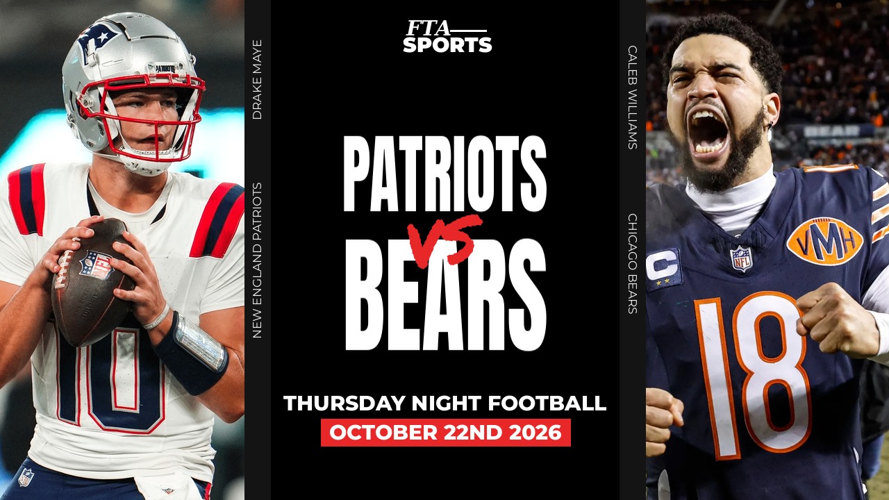 Patriots vs Bears Thursday Night Football, October 22 2026, Drake Maye and Caleb Williams